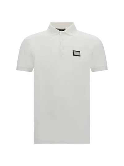 Dolce & Gabbana White Crewneck T-shirt With Logo Plate In Cotton Man In White