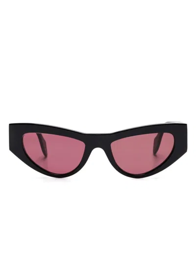 Shop Pinko 'cassiopea' Black Sunglasses In Nero E Rosa