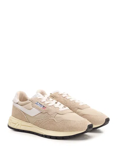 Autry Reelwind Low Nylon And Leather Craquele Pepper And White Sneakers