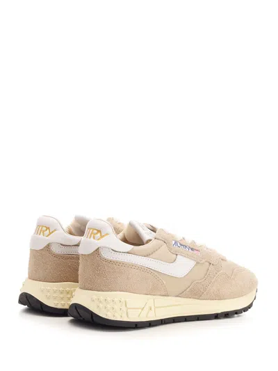 Autry Reelwind Low Nylon And Leather Craquele Pepper And White Sneakers