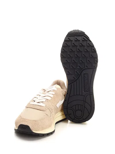 Autry Reelwind Low Nylon And Leather Craquele Pepper And White Sneakers