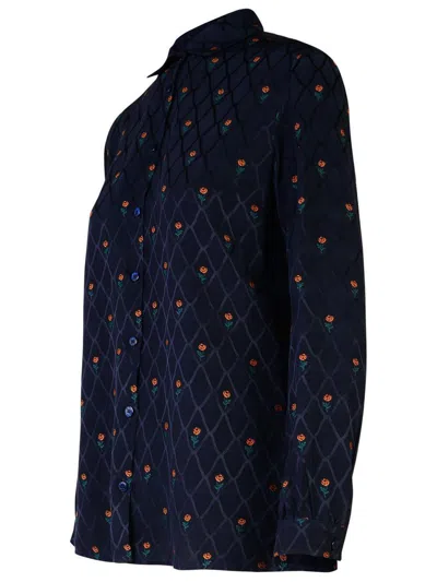 Etro Floral Diamond Grid Shirt In Blue
