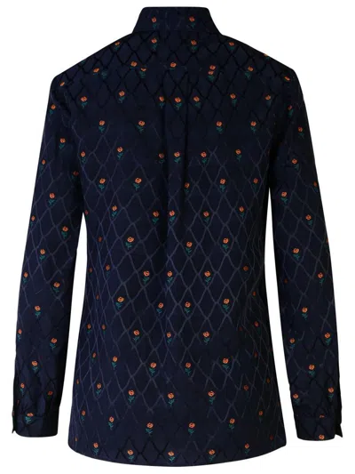 Etro Floral Diamond Grid Shirt In Blue