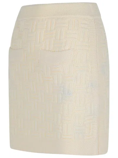 Casablanca Column Stitch Mini Skirt In White