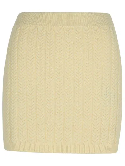 Sportmax Wool Blend Mini Skirt With Ribbed Texture In Beige