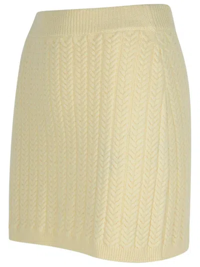 Sportmax Wool Blend Mini Skirt With Ribbed Texture In Beige