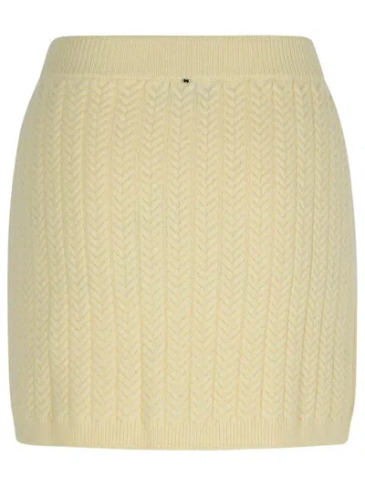 Sportmax Wool Blend Mini Skirt With Ribbed Texture In Beige
