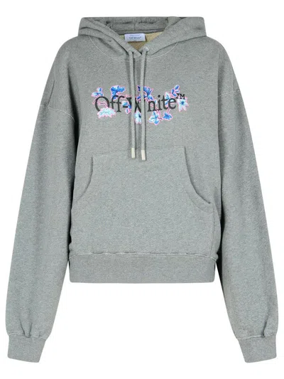Off-white Logo Printed Drawstring Hoodie In Grey
