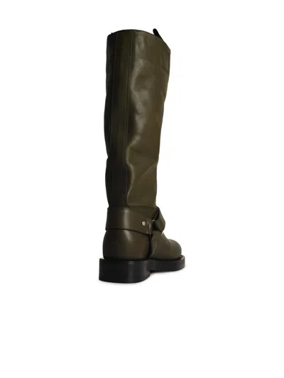 Burberry Green Leather Boots In Green