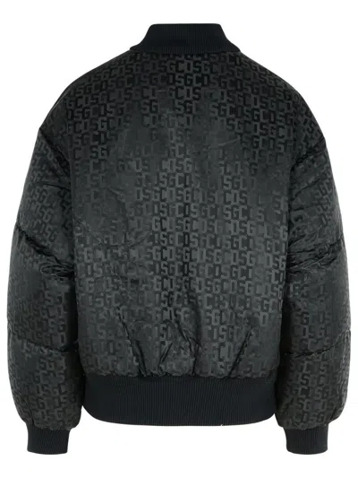Gcds Monogram-pattern Zip-up Bomber Jacket In Black