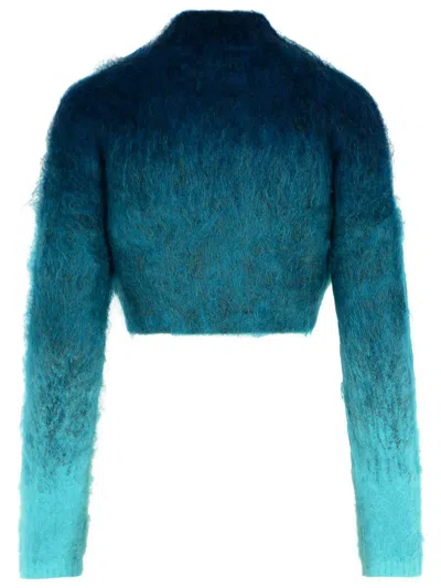 Casablanca Navy Mohair Blend Turtleneck Sweater In Navy