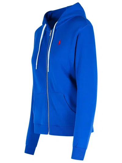 Polo Ralph Lauren Lightweight Zip-front Cotton Hoodie With Emblematic Logo In Blue