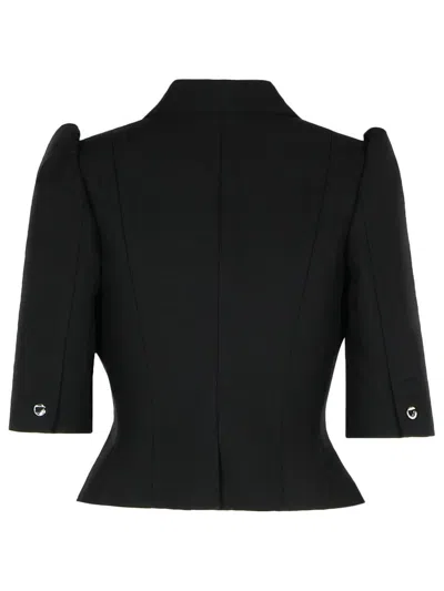 Coperni Cropped Slim-fit Tailored Jacket With Puff Sleeves In Black