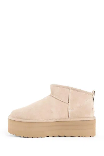 Ugg Classic Ultra Mini 1135092-san Platform Boots Women Sand Suede Comfort Ankle In Beige