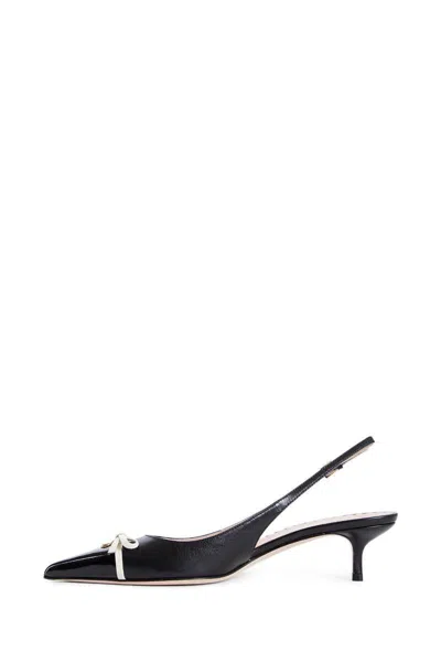 Valentino Bepointy 45 Bow-embellished Leather Slingback Pumps In Black