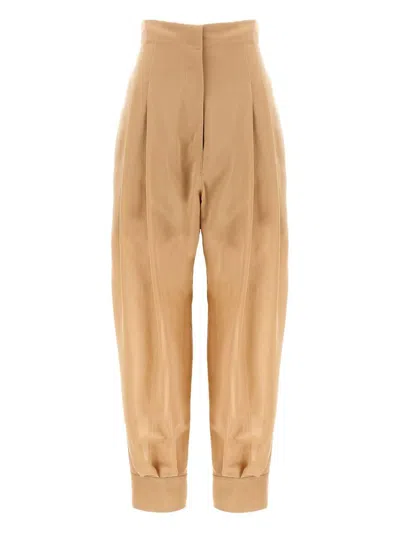 Philosophy Di Lorenzo Serafini High-waisted Trousers Pleated Cuffed Hem In Beige
