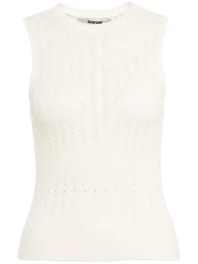 Grifoni Open-knit Sleeveless Tank Top In White