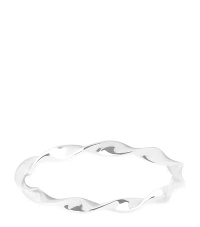 Astrid & Miyu White Gold Twist Ring In Silver