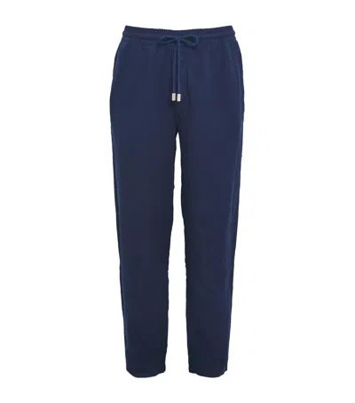 Vilebrequin Drawstring Straight-leg Linen Trousers In Blue