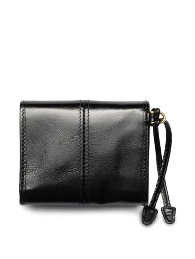 Prada Triangular-logo Leather Wallet In Black