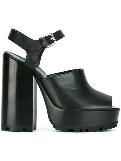 Jil Sander Open-toe Leather Platform Sandals In Black