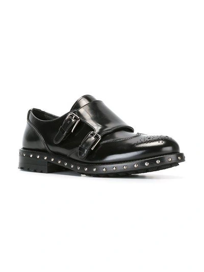 Shop Dolce & Gabbana Studded Monk Shoes - Black