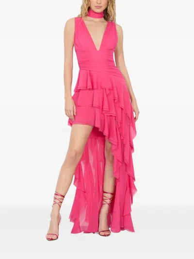Alice And Olivia Alice + Olivia Holly Ruffle Asymmetric High-low Dress In Raspberry