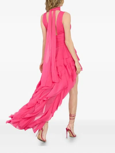 Alice And Olivia Alice + Olivia Holly Ruffle Asymmetric High-low Dress In Raspberry