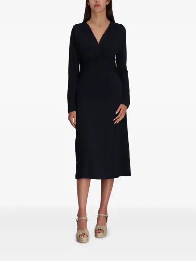 Hugo Boss Navy Blue Knotted Dress In Blue