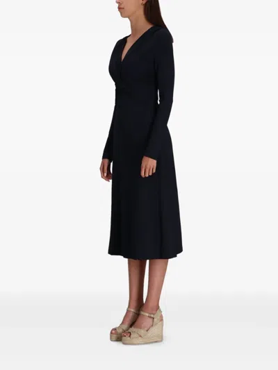 Hugo Boss Navy Blue Knotted Dress In Blue