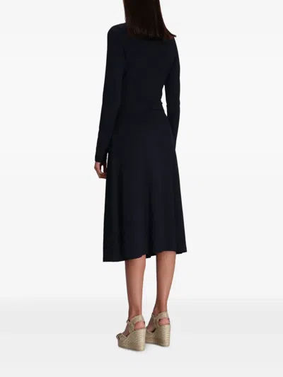 Hugo Boss Navy Blue Knotted Dress In Blue