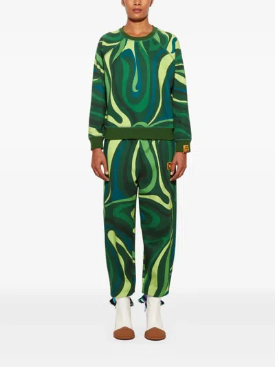 Pucci Marmo-print Sweatshirt In 绿色