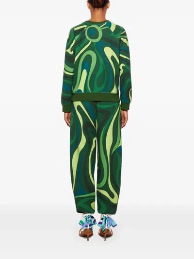 Pucci Marmo-print Sweatshirt In 绿色