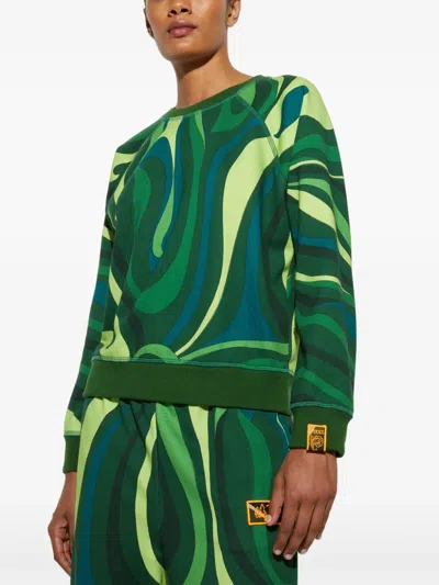 Pucci Marmo-print Sweatshirt In 绿色