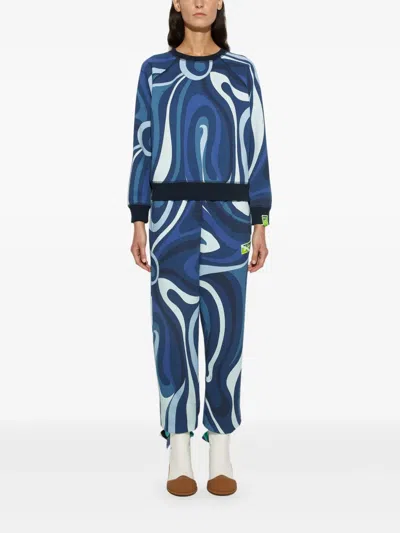 Pucci Printed Cotton Jersey Sweatshirt In 蓝色