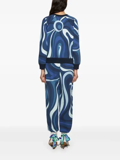 Pucci Printed Cotton Jersey Sweatshirt In 蓝色
