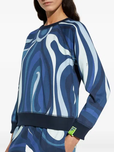 Pucci Printed Cotton Jersey Sweatshirt In 蓝色
