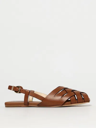 Michael Kors "irene" Strappy Buckle Flat Sandals In Leather