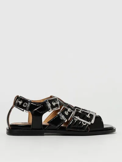 Ganni Women's Feminine Buckle Sandals In Black
