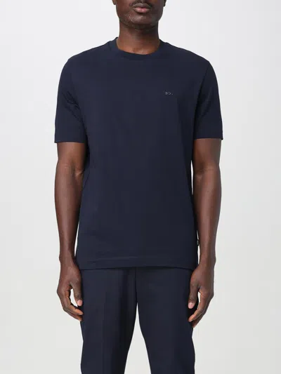 Hugo Boss Boss Men Cotton Jersey T-shirt With Logo In Blue
