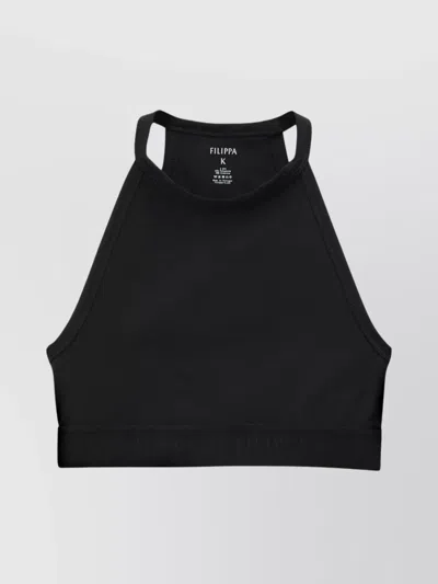 Filippa K Layered High Neck Halterneck Sports Bra In Black