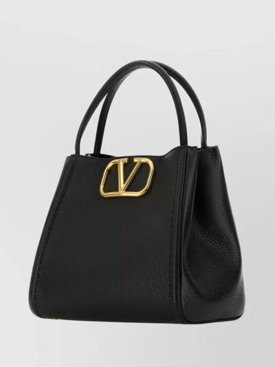 Valentino Garavani Alltime Medium Leather Handbag In Black