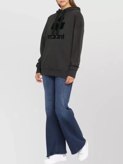 Isabel Marant Étoile Black Hoodie With Tonal Logo Print In Cotton Blend Woman In Brown