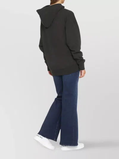 Isabel Marant Étoile Black Hoodie With Tonal Logo Print In Cotton Blend Woman In Brown