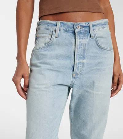 Citizen Of Humanity Blue High-rise Straight Jeans In Sunbleach