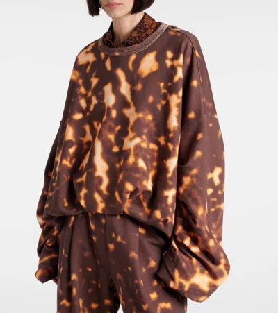Dries Van Noten Crew Neck Tie-dye Sweatshirt In Brown