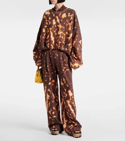 Dries Van Noten Crew Neck Tie-dye Sweatshirt In Brown