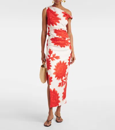 花卉垂褶亚麻上衣