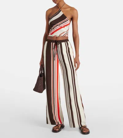 Sir Thistle Silk Satin Wide-leg Pants In Multi