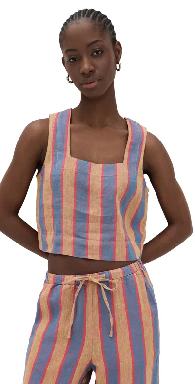 Rails Akira Stripe Linen Crop Tank In Rio Stripe